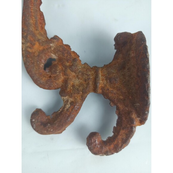 Pair Of Very Old Rustic Cast Iron Double Hangers Hat/Coat Barn Country House - Picture 3 of 7